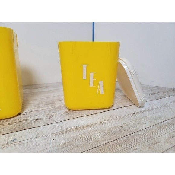 Vintage Yellow Canisters Tea and Coffee Rona Plastic Corp. NY, NY - Picture 3 of 12